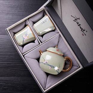 青玉汝窑芳香秦权壶一壶两杯复古李辉熠泡茶壶汝瓷茶具套装单茶壶