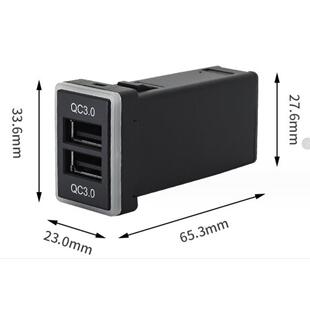 适用于丰田汽车33x22mm孔位安装QC3.0双USB快充带光圈蓝灯
