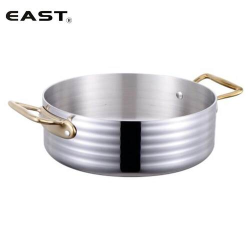 EAST东方厨具三层钢精钻商用锅矮身西餐牛排酱汁锅镀金双耳料理锅
