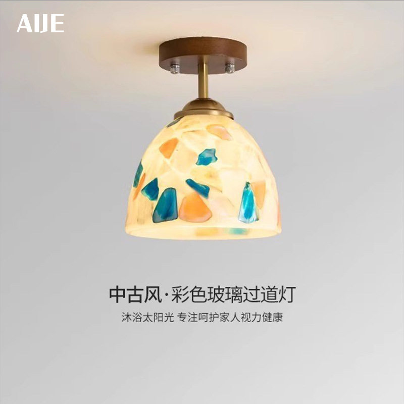 中古风过道灯走廊灯法式复古轻奢入户玄关灯衣帽间创意阳台吸顶灯