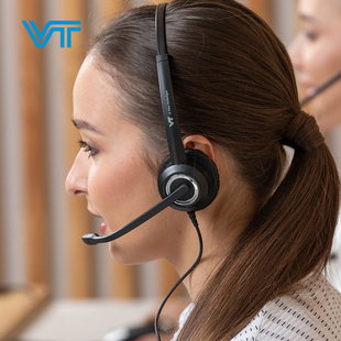 VT6300呼叫中心话务耳机头戴式固话降噪电商办公客服耳麦调音线控