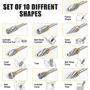 10支装双槽旋转锉刀打磨头 36mm硬质合金钨钢磨头旋转锉铣刀