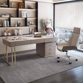 现代简约奢岩轻书桌家用意室式 设计师电脑桌高SFW端板办公桌椅写