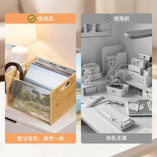 竹制办公室收纳盒办家庭公桌带亚文克力透明信DQ175封文件CD收纳