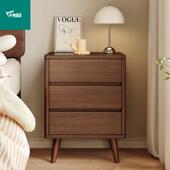 GDK用现代简约家卧室床柜床边柜加高实木色收床边头窄置物储物纳