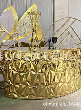 新店款不锈钢吧桌婚板庆台宴会ULZ吧玻璃面酒婚礼家具