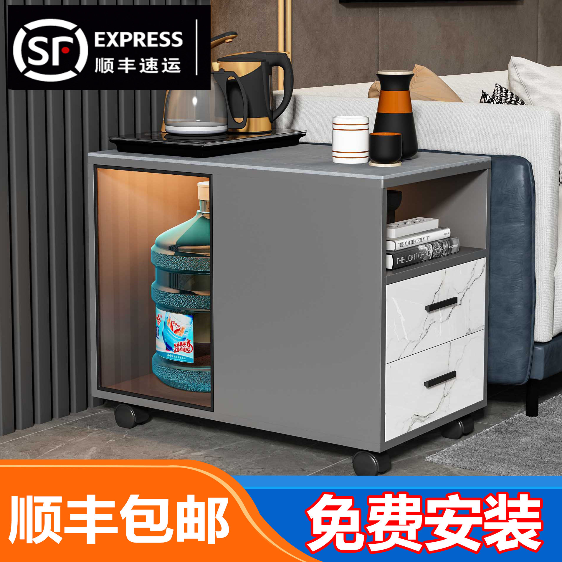 沙发边几柜移动茶几侧边柜边柜轻奢岩板角几茶桌客厅电话几小边几