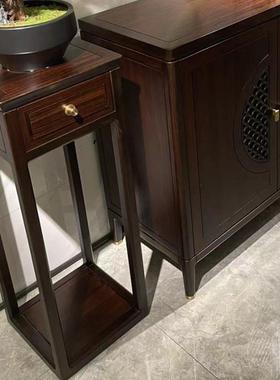 新中式柜实木玄边关金木储物VMK柜乌客厅隔断装饰一体靠墙家用整