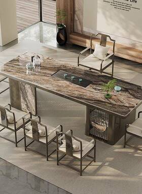 格雅师新款板茶桌椅大组新中式烧岩水壶一体嵌合入EYD式全自动茶