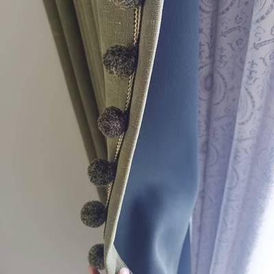 全遮光ZTG麻窗帘法式复光古绿加温厚卧室客厅阳台遮隔热轻奢高定