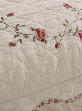 欧式纯棉套绣花绗缝全棉一OQT装枕芯套夹棉情侣头枕双对人枕枕套