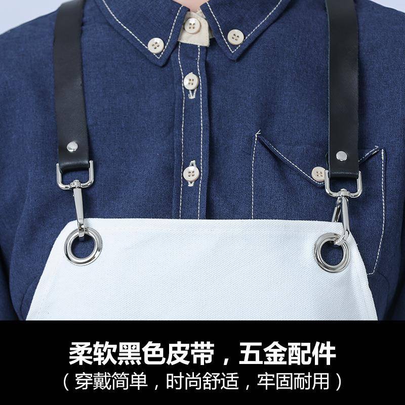 发型身师牛仔围裙印字男士吧纹师成535酒帆布工作人围裙女