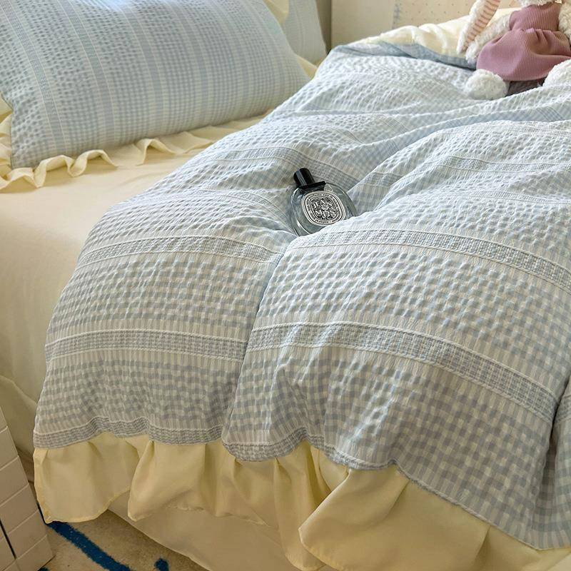 套被四件套全水洗棉四用季通床单款A类复古提件花奶油公主满座风