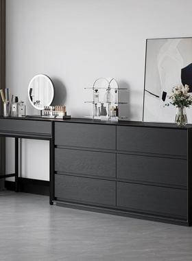 现代简约黑色实木六八合UWK斗柜组尾极简室客厅储物卧收纳床抽屉