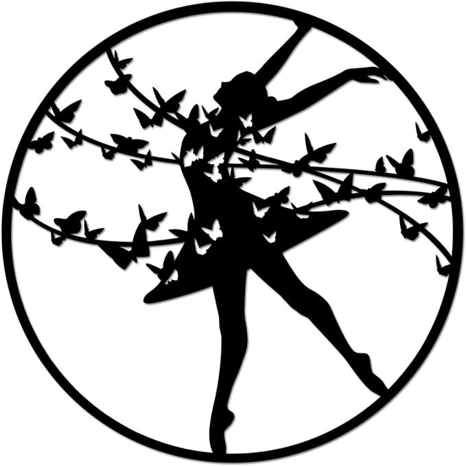 金属壁画美丽的芭蕾舞女演员与蝴蝶壁挂艺术品室内装饰金属艺术