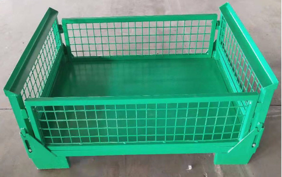 金属网箱折叠式料箱 欧式可折叠金属仓库笼 欧式金属周转铁框铁箱