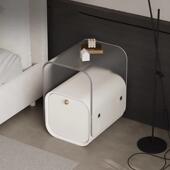 约奶油风超窄家床头CTG 17柜亚克力现代简设计师卧室用储物镂空床