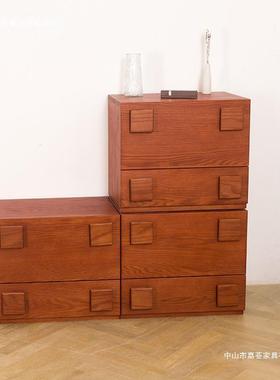 风电视柜卡门柜床头柜客厅家古组合用复古风实LVO木储物落地卡中