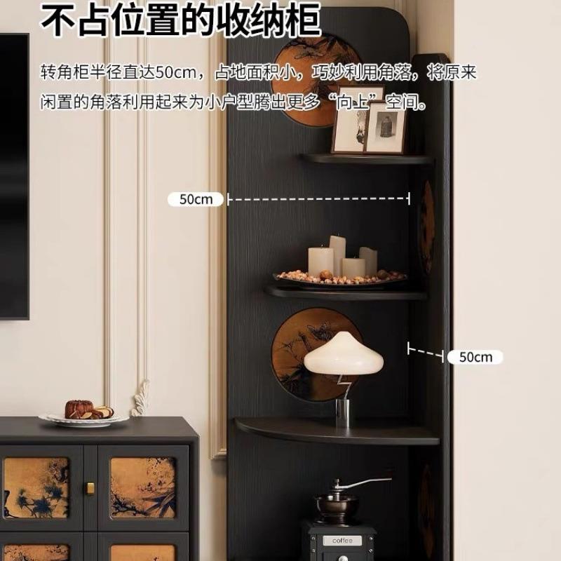 法式古风角柜实木客厅复古风转云角香角纱三角拐置物架BMI卧室收
