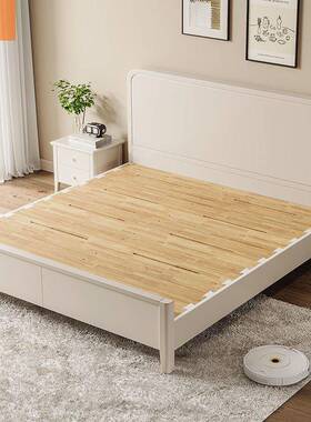 实木床现代简约用人双人床工厂直公寓民宿销婚床家单床白色LCU主