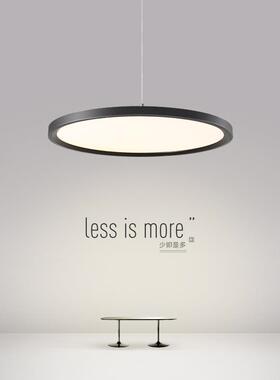 北欧led餐厅书房吊灯现代简约圆形个性单头黑色吊灯轻奢圆盘灯具