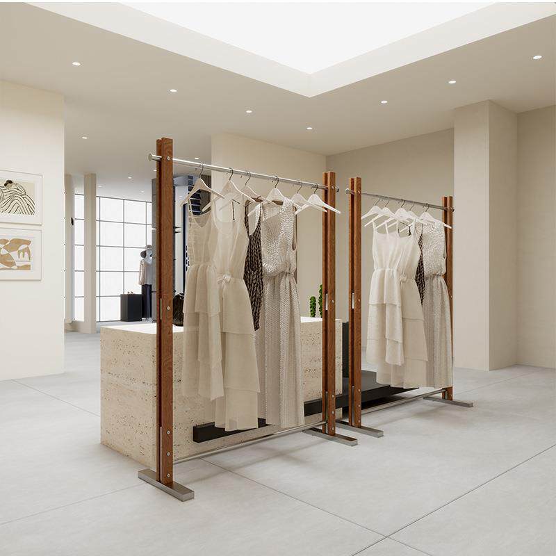 韩版服装店展示架落地式中岛架中古风服装架陈列架女装店挂衣架