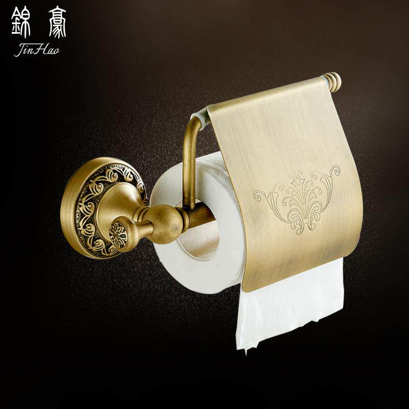 全铜仿古纸巾架欧式复古卫生间厕纸架厕所手纸收纳架卷纸器卷纸架