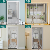 拉链款 通风 软纱门防猫小狗宠物外出防盗门定制防蚊防猫抓门帘自装