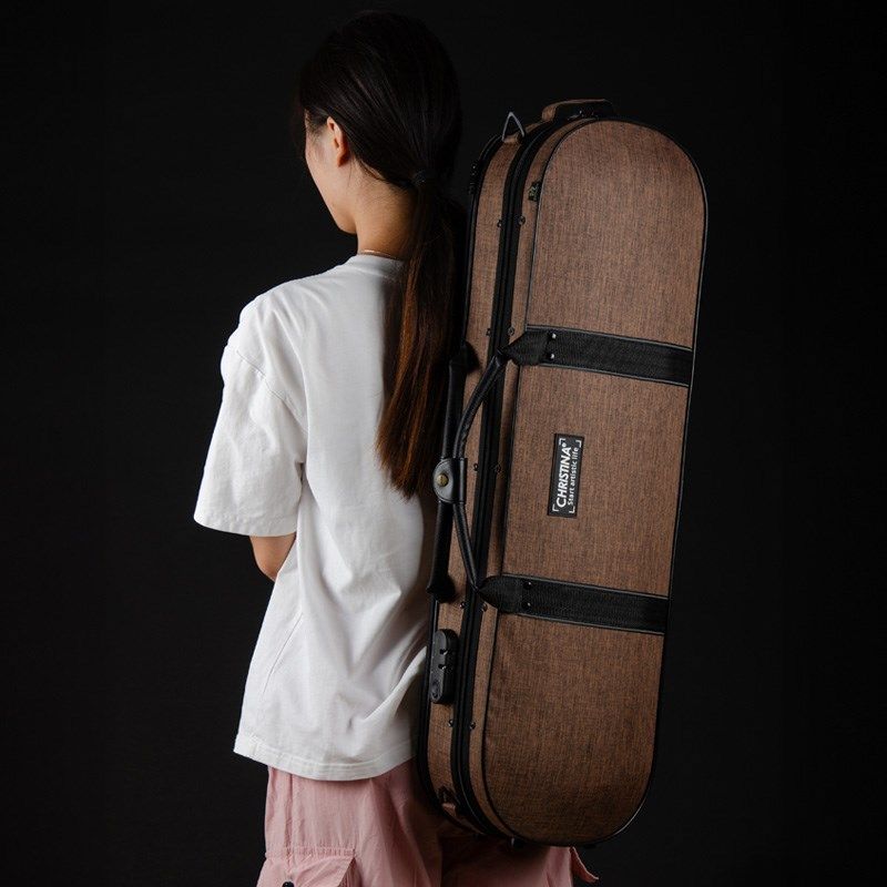 新款高档帆布小提琴琴盒带提手放水防震超轻双肩成人双带琴包4/4