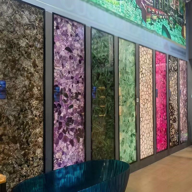 雪花石亚克力新款弧形异型客厅透光石吧台玛瑙石走廊多颜色玄关石