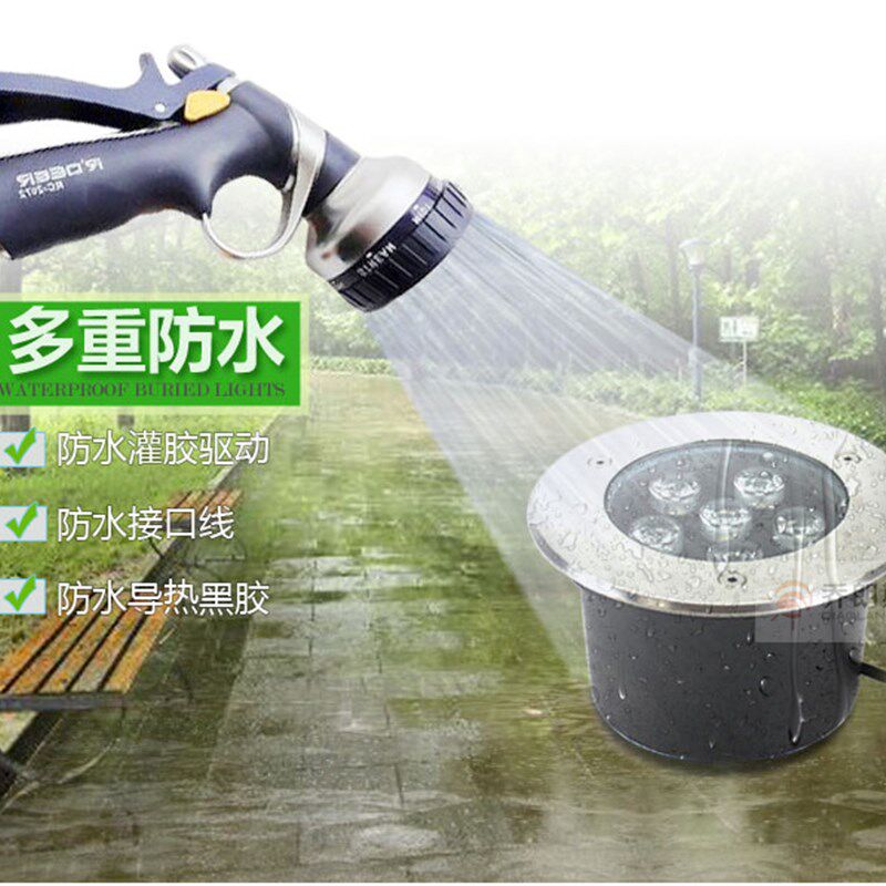 LED地埋灯户外灯防水射灯1W3W不锈钢广场灯景观灯圆形埋地灯七彩