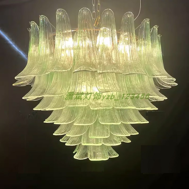 法式穆拉诺客厅吊灯中古风设计师款样板房卧室餐厅玻璃花瓣吊灯