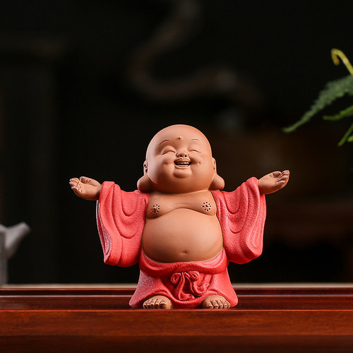 创意招财弥勒佛茶宠 精品紫砂可养 手工个性茶玩茶道配件茶具摆件