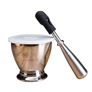 实心304不锈钢臼捣药罐擂钵辣椒家用研钵中药杵臼捣碎罐捣药钵