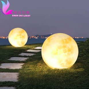 LED发光月球灯室外庭院草坪充电彩绘圆球灯行星吊灯阳台装饰月球