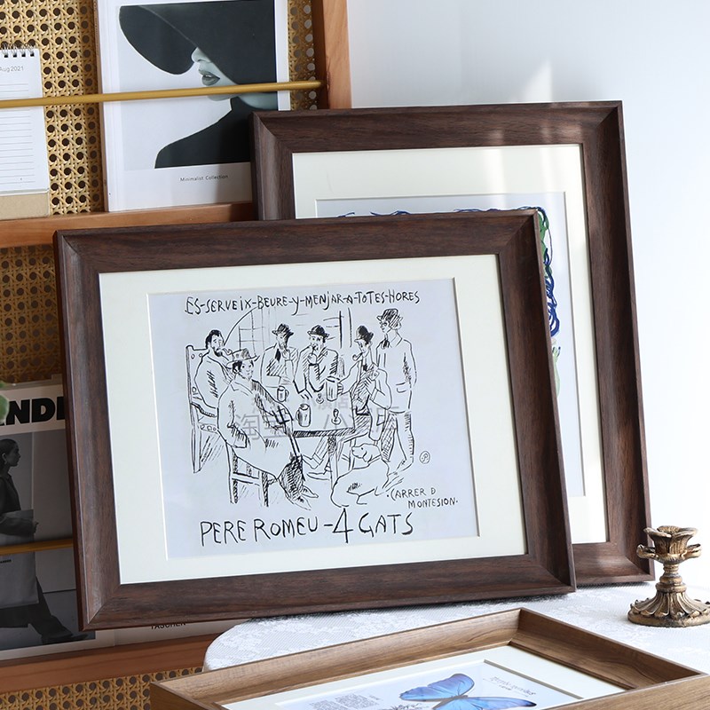 欧式复古画框仿木相框挂墙四4k8k水彩素描a3a4纸油画拼图装裱定制