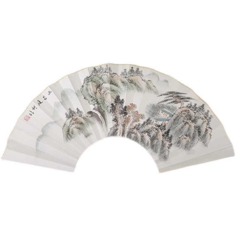 扇面画手绘书法9寸9.5寸18方10寸15方苏工文玩纸折扇扇子配件山水