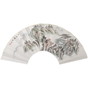 扇面画手绘书法9寸9.5寸18方10寸15方苏工文玩纸折扇扇子配件山水