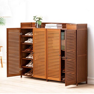 简易鞋柜收纳家用门口省空间透气玄关柜阳台实木多层储物柜鞋架子