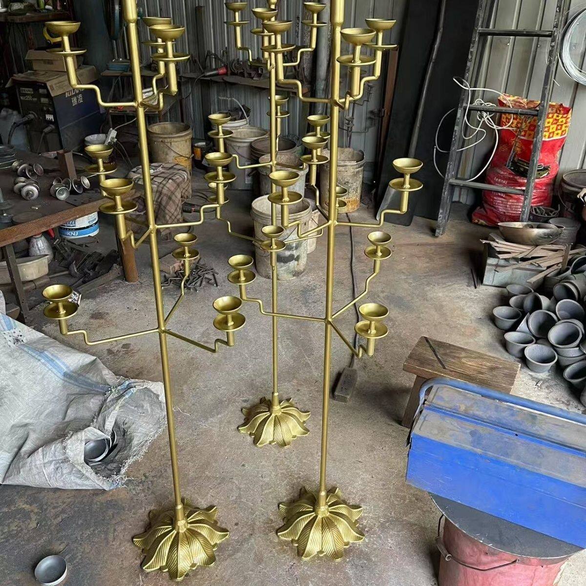 复古铸铁烛台油灯中式落地灯铁艺禅意仿古家居茶室酒店道具摆件