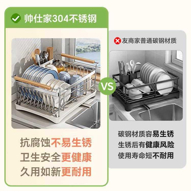 厨房置物架碗盘沥水沥水篮放碗碟收纳架碗架304筷不锈碗F97798S7