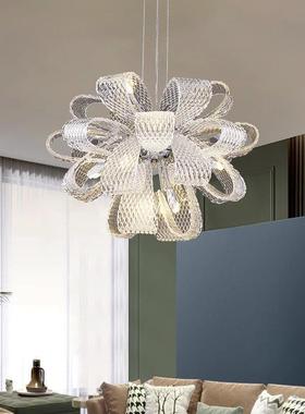 后现民代简约玻璃客厅吊灯设计网感花朵轻室奢创意82181餐厅卧红