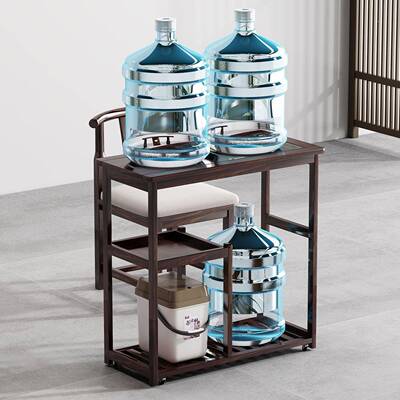 茶移动自中檀式木客厅阳台烧水动一体实木车茶柜储物带轮简QZ8T5J