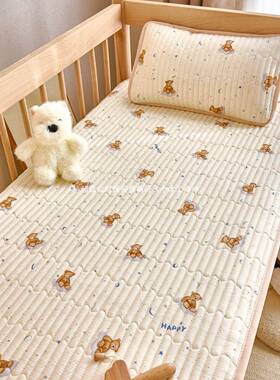 睡垫婴儿5薄床垫双TOZ层202新款童纱夹床单床棉褥床盖子幼母婴级