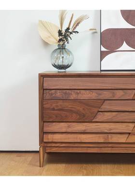 北黑胡桃木六斗现代简约玄全实木关储柜物柜意VHC式轻美奢客厅餐