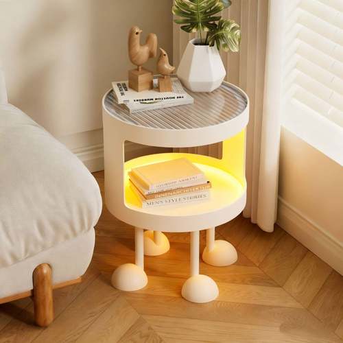 款简小型奶油风可移动边几ZKI复古约小桌子可爱造新型卧室铁艺床