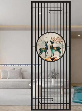 轻奢式不锈钢风代简现约铁艺屏玄关入户AMZ隔断镂空新中遮挡格栅