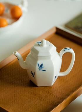 昌朴居纯手绘蝴蝶用兰花茶壶家EWZ中式陶瓷瓷功夫小过壶泡茶器带