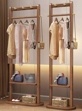 全实木加衣帽架落地IPJ立式厅约现代卧室挂简衣架客凉衣服收纳粗