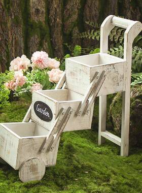 WIQ田植园实木花架物阳台院摆件可放多肉花盆幼儿园庭植物装角饰